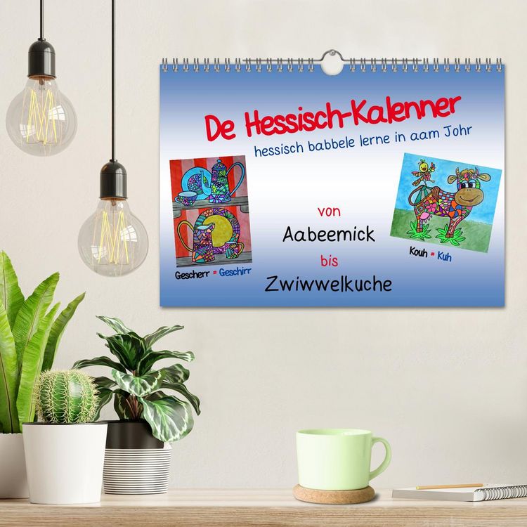 Produktbild: De Hessisch-Kalenner - hessisch babbele lerne in aam Johr (Wandkalender 2026 DIN A4 quer), CALVENDO Monatskalender