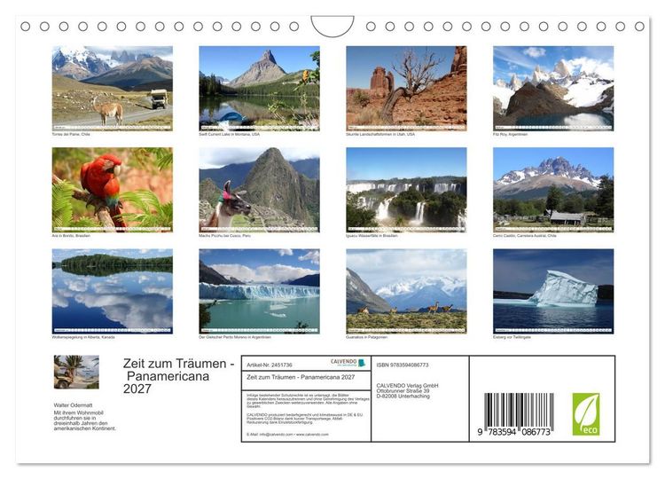 Produktbild: Zeit zum Tr&auml;umen - Panamericana 2027 (Wandkalender 2027 DIN A4 quer), CALVENDO Monatskalender