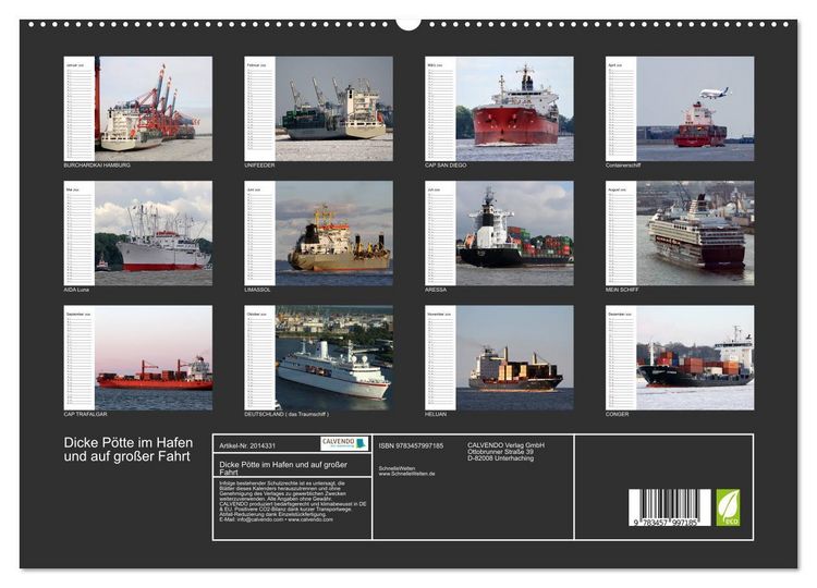 Produktbild: Dicke P&ouml;tte im Hafen und auf gro&szlig;er Fahrt (hochwertiger Premium Wandkalender 2026 DIN A2 quer), Kunstdruck in Hochglanz