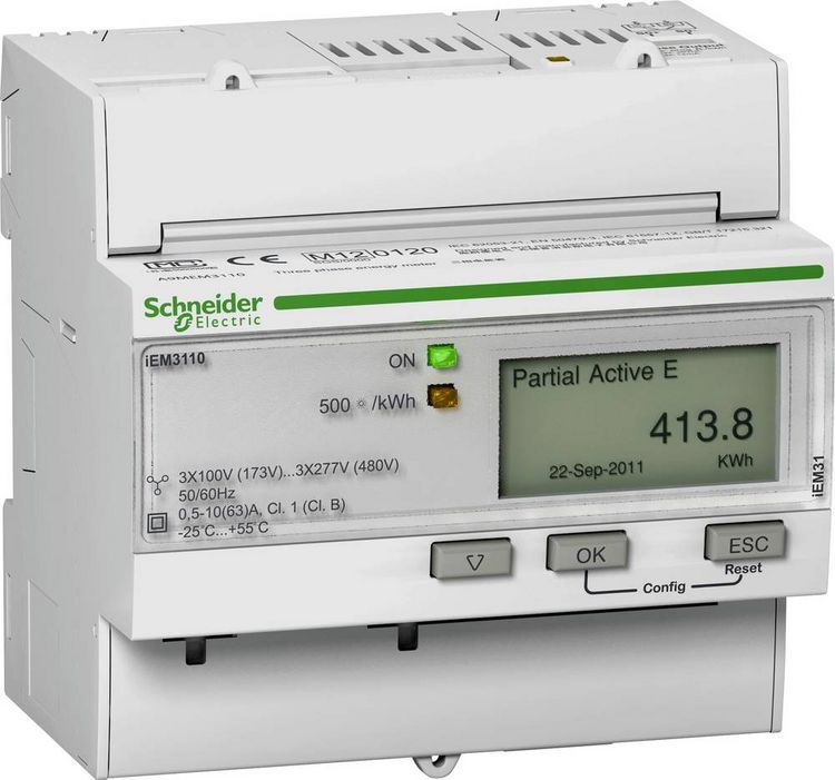 Produktbild: Schneider Electric A9MEM3110 A9MEM3110 E-Z&auml;hler digital 63 A MID-konform: Ja 1 St.