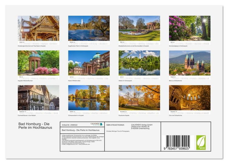 Produktbild: Bad Homburg - Die Perle im Hochtaunus (Wandkalender 2026 DIN A4 quer), CALVENDO Monatskalender