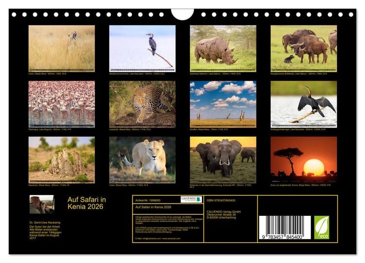 Produktbild: Auf Safari in Kenia 2026 (Wandkalender 2026 DIN A4 quer), CALVENDO Monatskalender