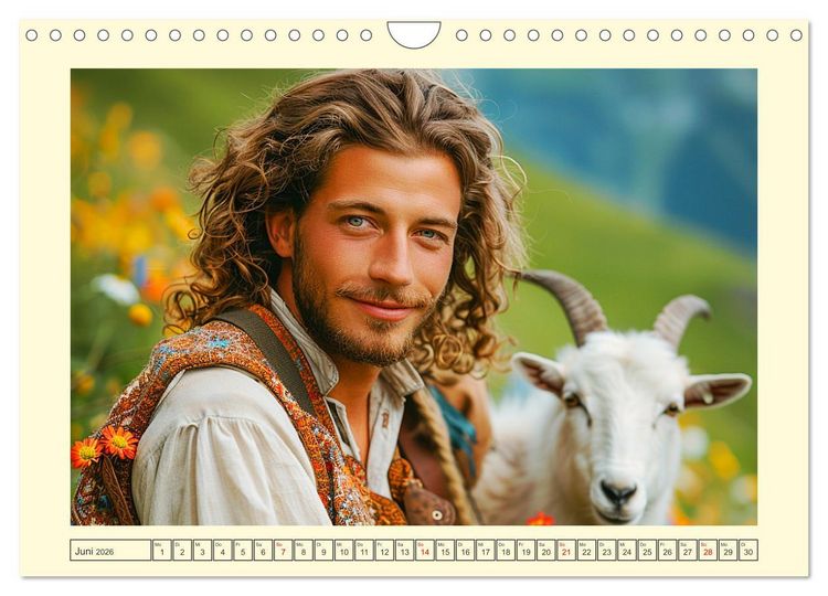 Produktbild: Leben auf der Alm. Junge M&auml;nner im Einklang mit der Natur (Wandkalender 2026 DIN A4 quer), CALVENDO Monatskalender