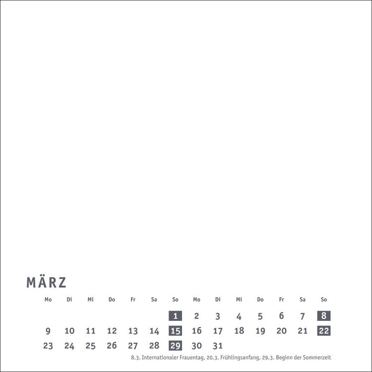 Produktbild: Premium-Bastelkalender weiß klein 2026