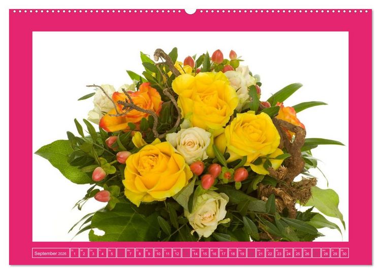 Produktbild: F&uuml;r jeden Monat ein Dankesch&ouml;n an Dich! - 12 Blumenstr&auml;u&szlig;e (hochwertiger Premium Wandkalender 2026 DIN A2 quer), Kunstdruck in Hochglanz