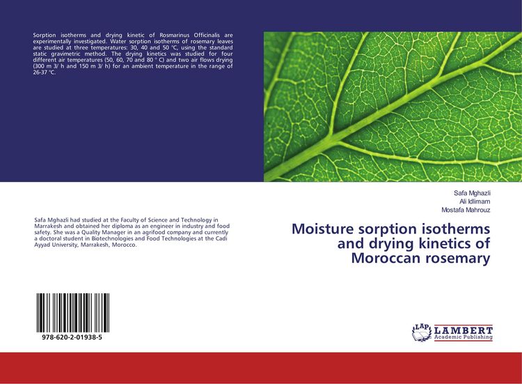Produktbild: Moisture sorption isotherms and drying kinetics of Moroccan rosemary