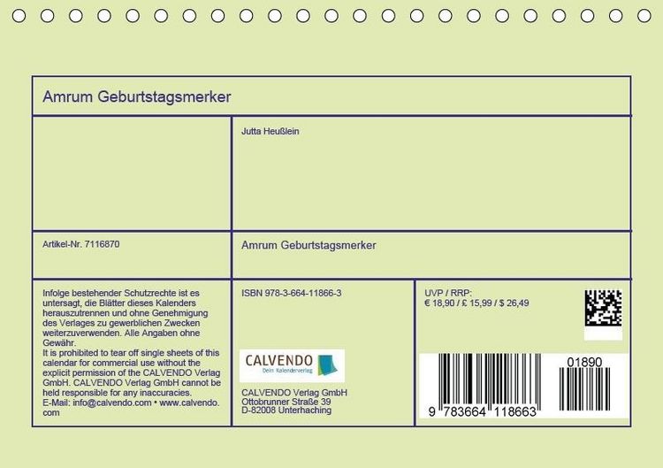 Produktbild: Amrum Geburtstagsmerker (Tischkalender immerw&auml;hrend DIN A5 quer)