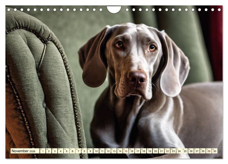 Produktbild: Weimaraner - der ideale Jagdbegleiter (Wandkalender 2026 DIN A4 quer), CALVENDO Monatskalender