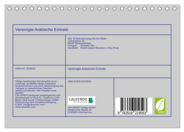 Produktbild: Vereinigte Arabische Emirate (Tischkalender 2026 DIN A5 quer), CALVENDO Monatskalender