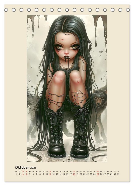 Produktbild: Gothic-Girls. Bizzare Comic-Art (Tischkalender 2026 DIN A5 hoch), CALVENDO Monatskalender