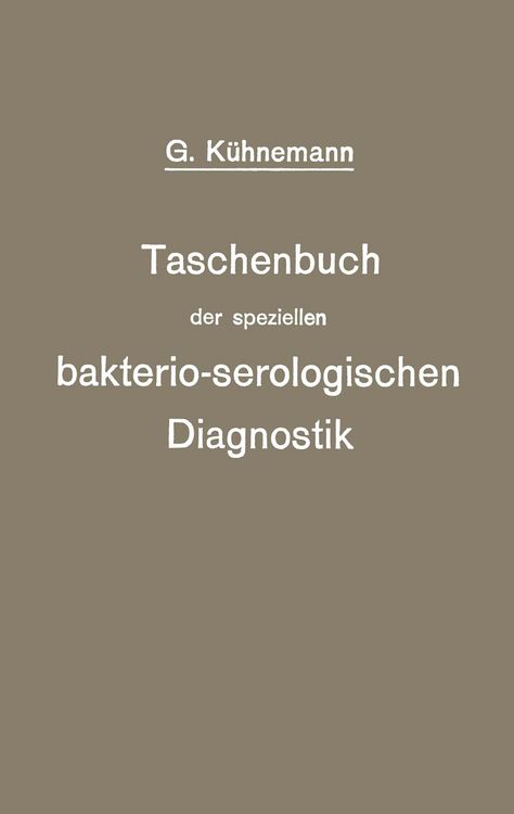Produktbild: Taschenbuch der speziellen bakterio-serologischen Diagnostik