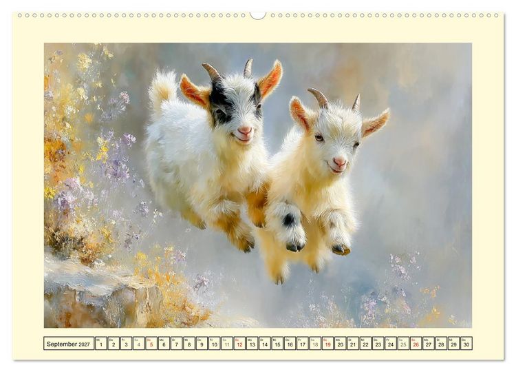 Produktbild: Zwergziegen. Kleine Wirbelwinde im Sonnenschein (hochwertiger Premium Wandkalender 2027 DIN A2 quer), Kunstdruck in Hochglanz