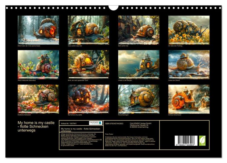 Produktbild: My home is my castle - flotte Schnecken unterwegs (Wandkalender 2026 DIN A3 quer), CALVENDO Monatskalender