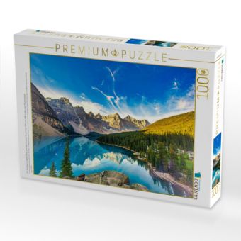 Produktbild: CALVENDO Puzzle Der See liegt im Valley of the Ten Peaks, in einem Tal auf einer H&ouml;he von 1.884 m &uuml;ber dem Meeresspiegel. | 1000 Teile Lege-Gr&ouml;&szlig;e 64x48cm Foto-Puzzle f&uuml;r gl&uuml;ckliche Stunden