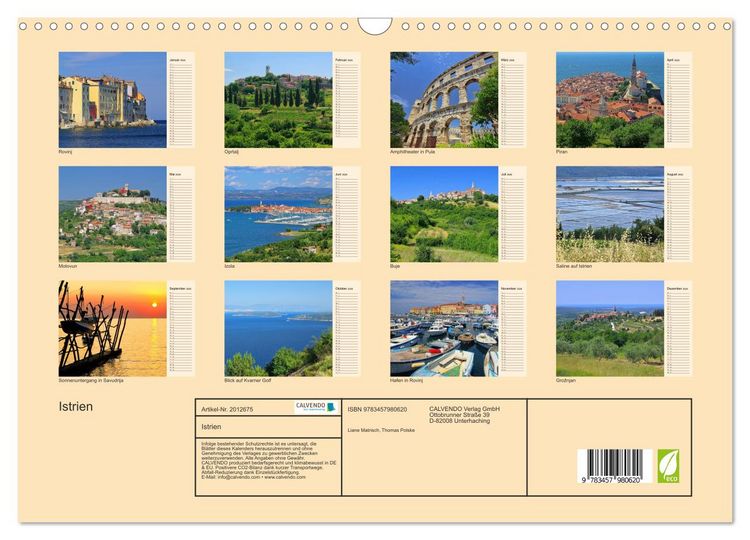 Produktbild: Istrien (Wandkalender 2026 DIN A3 quer), CALVENDO Monatskalender