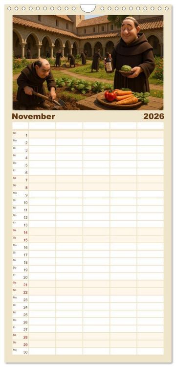 Produktbild: Familienplaner 2026 - Im Mittelalter handgemacht mit 5 Spalten (Wandkalender, 21 x 45 cm) CALVENDO