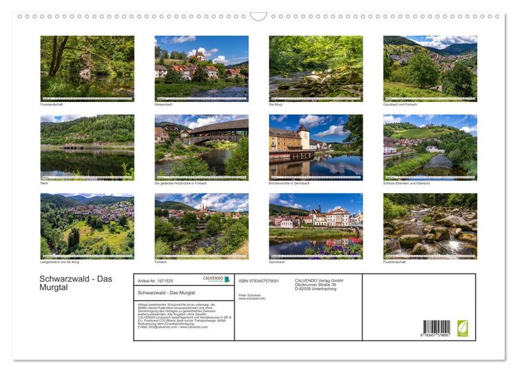 Produktbild: Schwarzwald - Das Murgtal (Wandkalender 2026 DIN A2 quer), CALVENDO Monatskalender