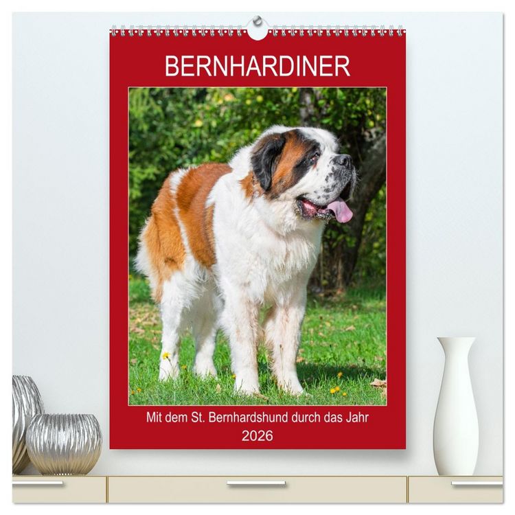 Produktbild: Bernhardiner - Mit dem St. Bernhardshund durch das Jahr (hochwertiger Premium Wandkalender 2026 DIN A2 hoch), Kunstdruck in Hochglanz