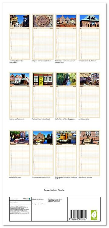 Produktbild: Familienplaner 2026 - Malerisches Stade mit 5 Spalten (Wandkalender, 21 x 45 cm) CALVENDO