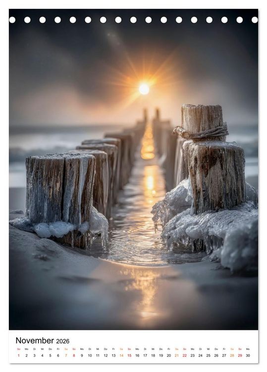 Produktbild: Frostige K&uuml;sten - Wintertr&auml;ume am Meer (Tischkalender 2026 DIN A5 hoch), CALVENDO Monatskalender