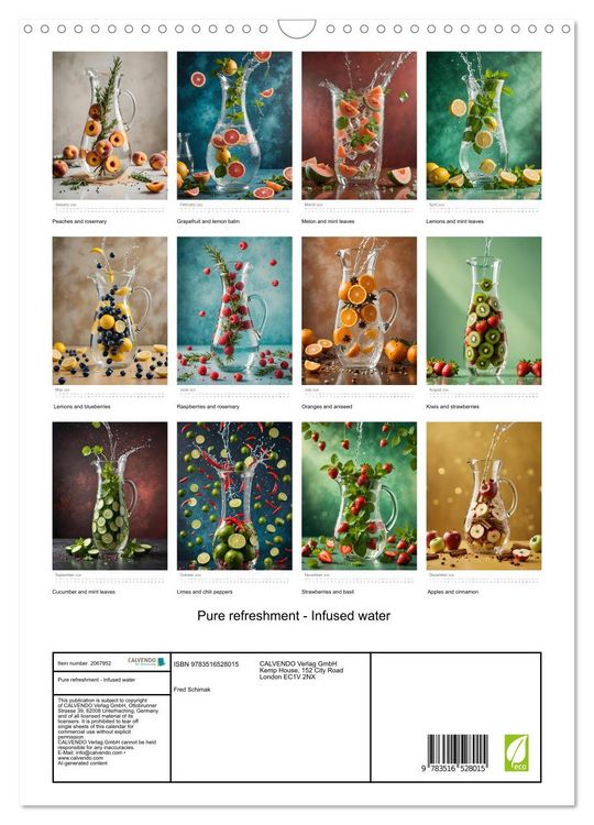 Produktbild: Pure refreshment - Infused water (Wall Calendar 2026 DIN A3 portrait), CALVENDO 12 Month Wall Calendar