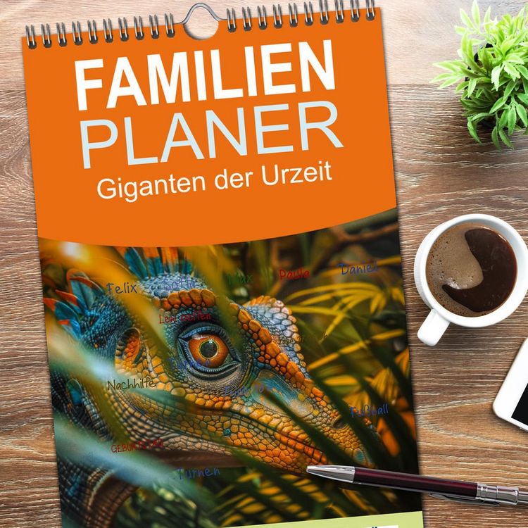 Produktbild: Familienplaner 2026 - Giganten der Urzeit mit 5 Spalten (Wandkalender, 21 x 45 cm) CALVENDO