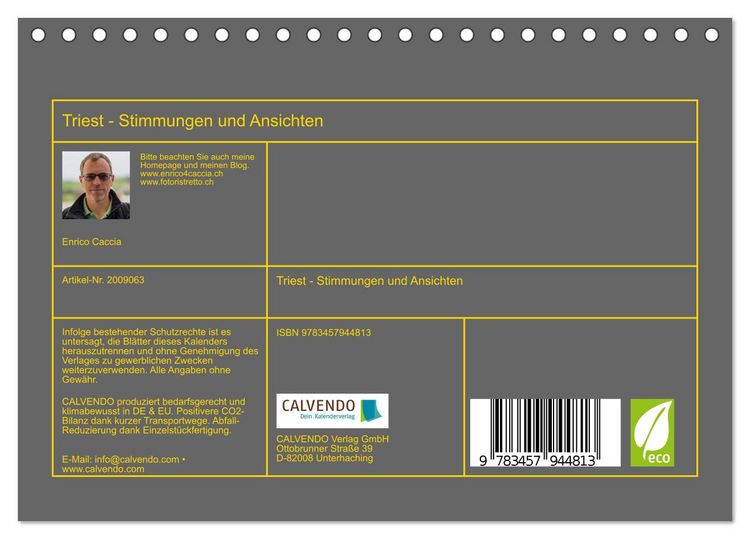 Produktbild: Triest - Stimmungen und Ansichten (Tischkalender 2026 DIN A5 quer), CALVENDO Monatskalender