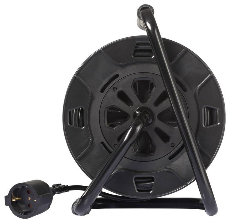 Produktbild: Sygonix SY-6618486 Kabeltrommel 30m Schwarz Schutzkontakt-Stecker
