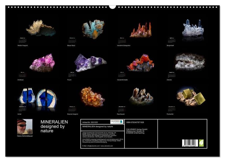 Produktbild: MINERALIEN designed by nature (Wandkalender 2026 DIN A2 quer), CALVENDO Monatskalender