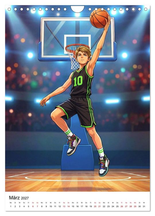 Produktbild: Level Up &ndash; Basketballhelden (Wandkalender 2027 DIN A4 hoch), CALVENDO Monatskalender