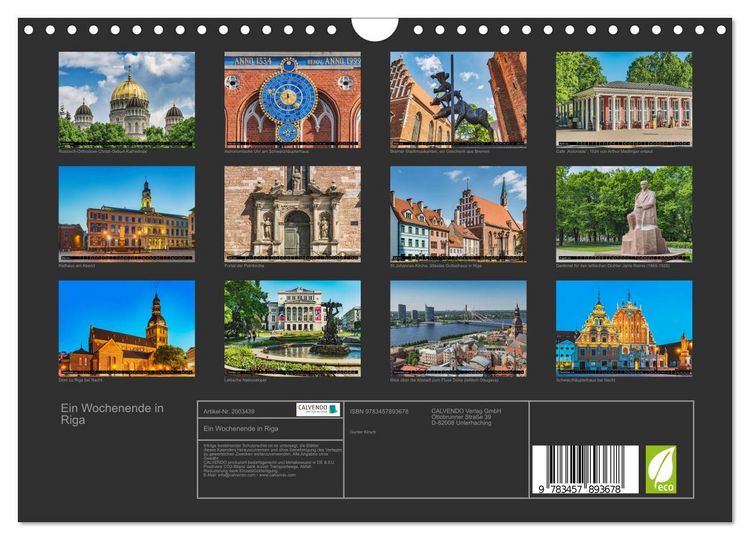 Produktbild: Ein Wochenende in Riga (Wandkalender 2026 DIN A4 quer), CALVENDO Monatskalender