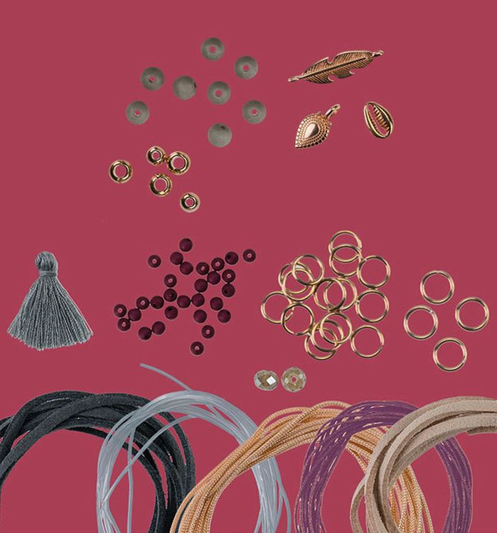Produktbild: Boho-Schmuckset Love & Peace (Dunkelrot/Grau)