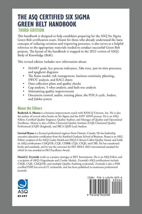 Produktbild: The ASQ Certified Six Sigma Green Belt Handbook