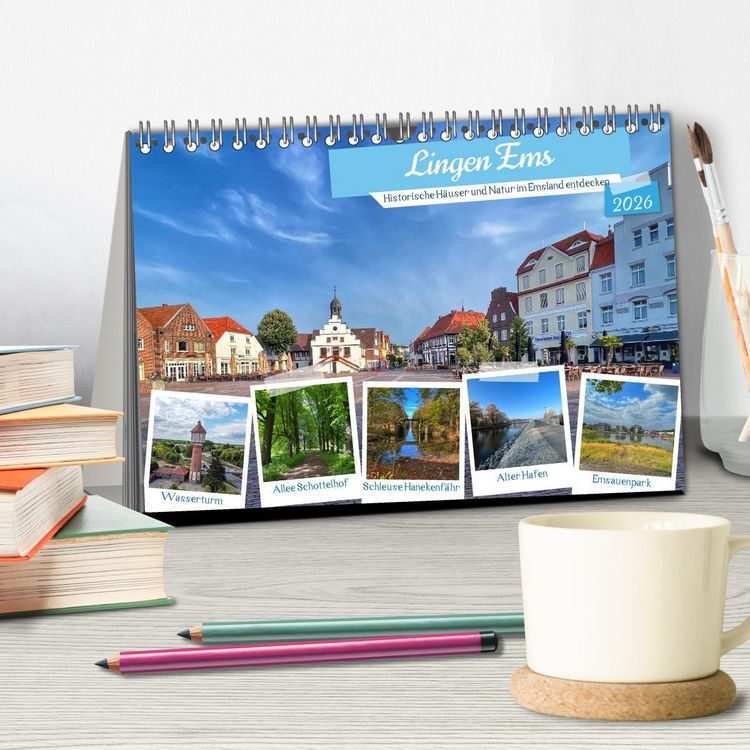 Produktbild: Lingen Ems (Tischkalender 2026 DIN A5 quer), CALVENDO Monatskalender