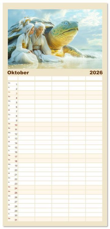 Produktbild: Familienplaner 2026 - Willkommen im Fantasieland - M&auml;rchenbilder mit 5 Spalten (Wandkalender, 21 x 45 cm) CALVENDO