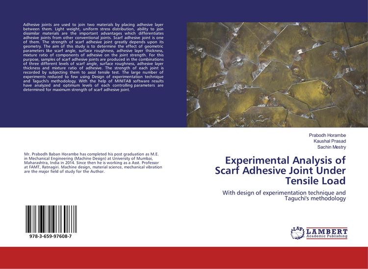 Produktbild: Experimental Analysis of Scarf Adhesive Joint Under Tensile Load