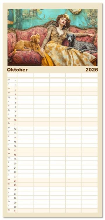 Produktbild: Familienplaner 2026 - Die Epoche Art Nouveau - Mit eleganter Mode mit 5 Spalten (Wandkalender, 21 x 45 cm) CALVENDO