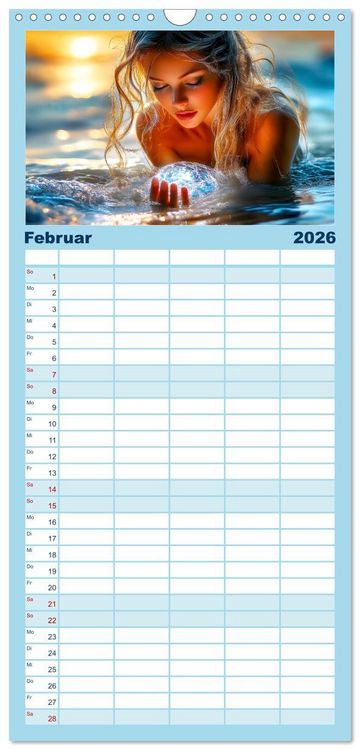 Produktbild: Familienplaner 2026 - Geheimnisvolle Meerjungfrau mit 5 Spalten (Wandkalender, 21 x 45 cm) CALVENDO