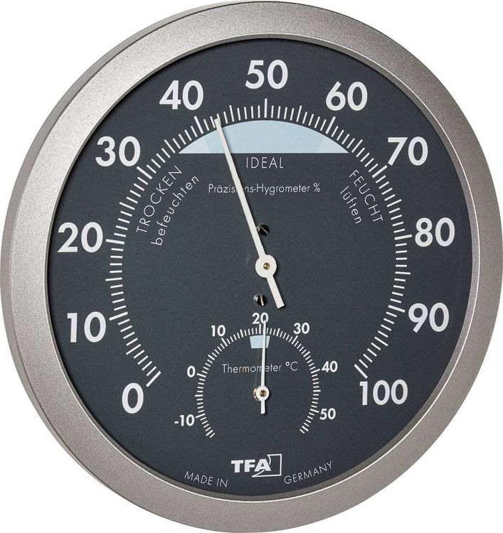 Produktbild: TFA Dostmann 45.2043.51 Thermo-/Hygrometer Anthrazit, Silber 45.2043.51