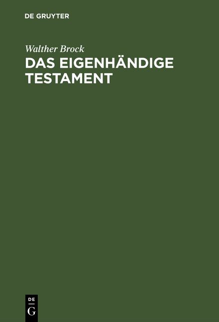 Produktbild: Das eigenh&auml;ndige Testament