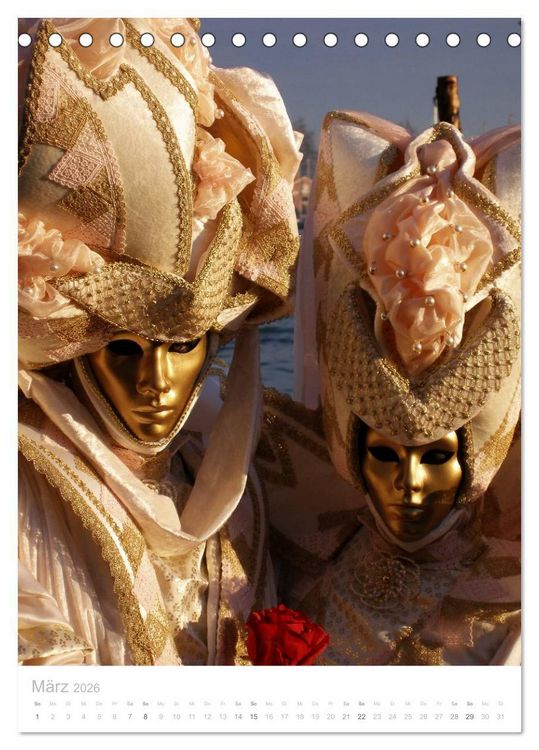 Produktbild: Masken der Sehnsucht - Karneval in Venedig (Tischkalender 2026 DIN A5 hoch), CALVENDO Monatskalender
