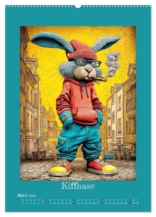 Produktbild: Urban Rabbits. Coole Stadthasen mit Charakter (hochwertiger Premium Wandkalender 2026 DIN A2 hoch), Kunstdruck in Hochglanz