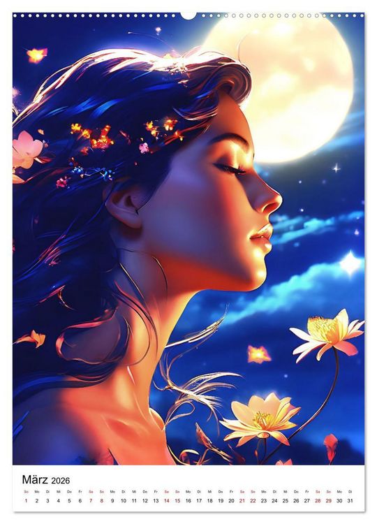 Produktbild: Silhouetten der Mondg&ouml;ttinnen (hochwertiger Premium Wandkalender 2026 DIN A2 hoch), Kunstdruck in Hochglanz