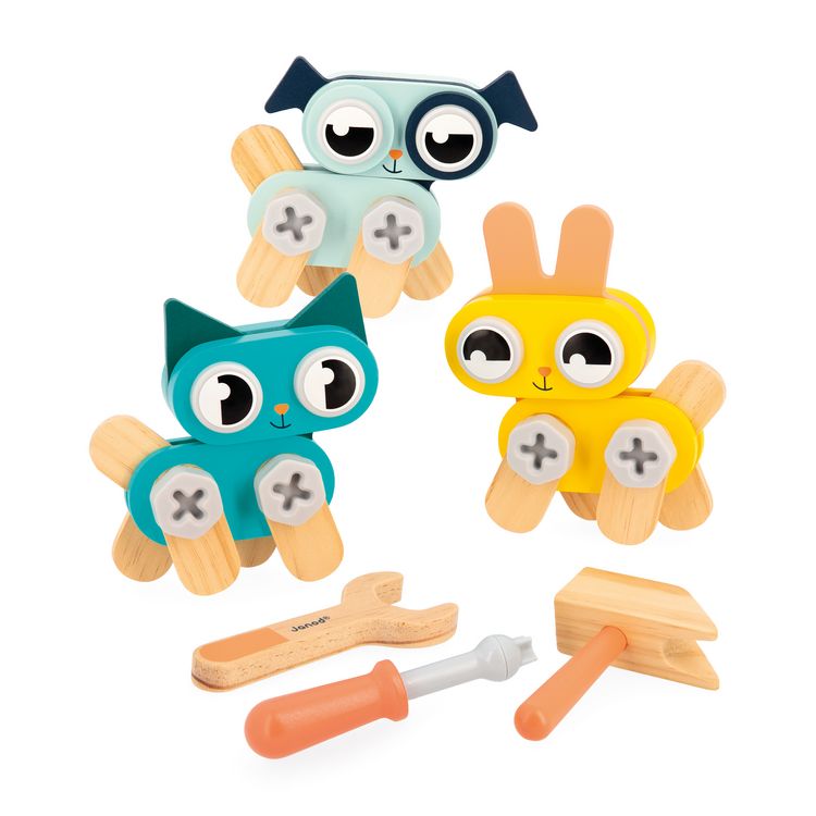 Produktbild: Holz-Bauset mit Hund, Katze & Hase &ndash; Konstruktionsspiel ab 3 Jahren