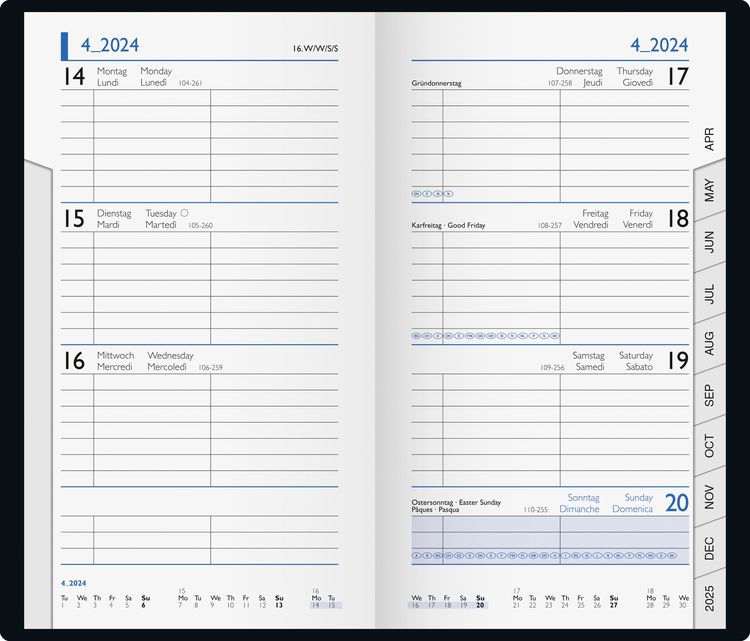 Produktbild: Taschenkalender 9x15cm sw 2S/1W