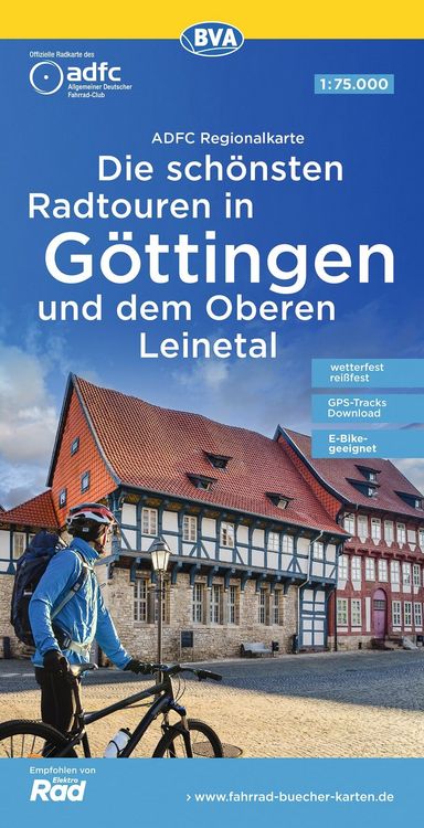 Produktbild: BVA ADFC Regionalkarte Die sch&ouml;nsten Radtouren in G&ouml;ttingen und dem Oberen Leinetal, mit Tagestourenvorschl&auml;gen 1:75.000