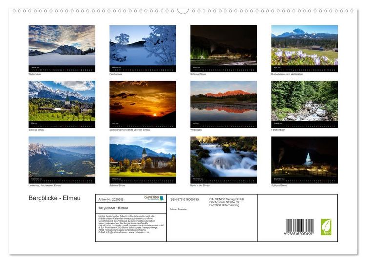 Produktbild: Bergblicke - Elmau (hochwertiger Premium Wandkalender 2026 DIN A2 quer), Kunstdruck in Hochglanz