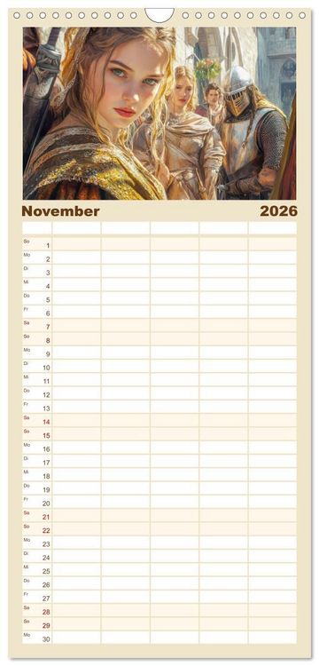 Produktbild: Familienplaner 2026 - Mittelalter - Ein Blick in diese Zeit mit 5 Spalten (Wandkalender, 21 x 45 cm) CALVENDO