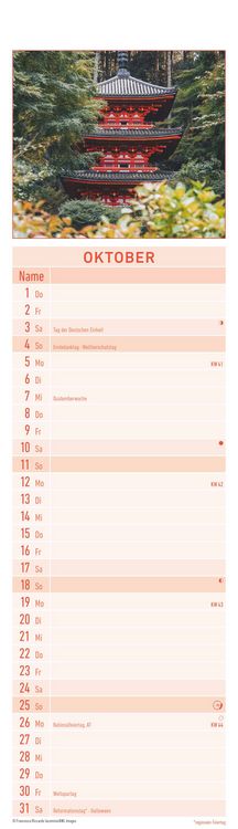 Produktbild: Streifenplaner Mini Zen 2026 - Streifen-Kalender 9,5x33 cm - Harmonie und Achtsamkeit - Wandplaner - Küchenkalender - Alpha Edition