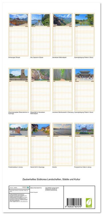 Produktbild: Familienplaner 2026 - Zauberhaftes S&uuml;dkorea Landschaften, St&auml;dte und Kultur mit 5 Spalten (Wandkalender, 21 x 45 cm) CALVENDO
